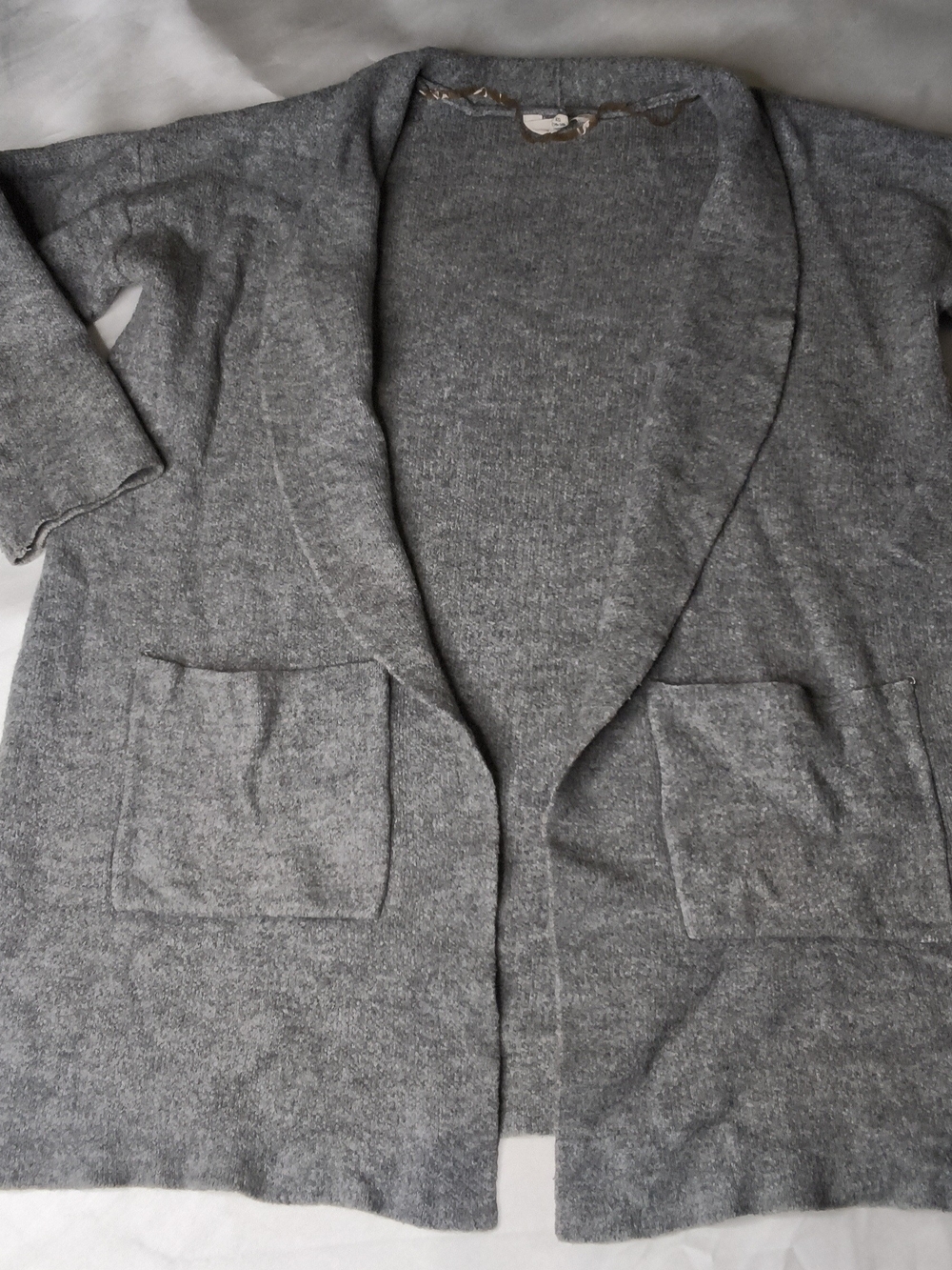 Time and Tru Heather Gray Open-Front Knit Cardigan